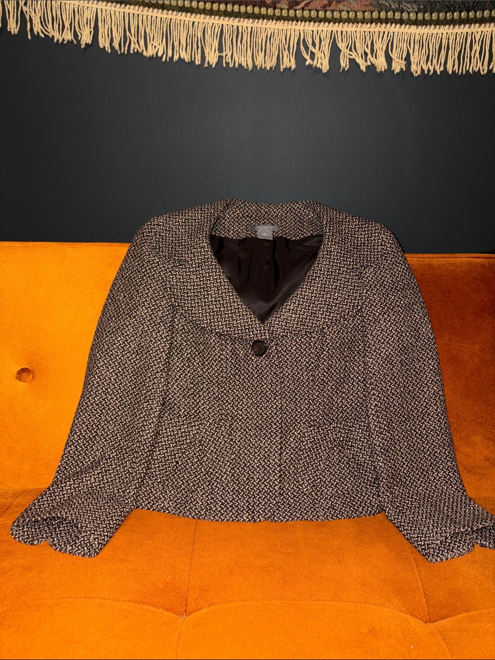 Ann Taylor Black and White Tweed Single-Button Blazer